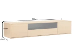 Hängendes TV-Board LOFT 150cm natur schwarz fünf Fächer mit Schublade