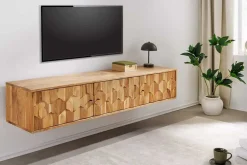 Hängendes TV-Board MYSTIC LIVING 160cm Akazie natur 3D Oberfläche Massivholz