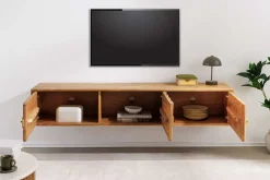 Hängendes TV-Board MYSTIC LIVING 160cm Akazie natur 3D Oberfläche Massivholz
