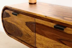 Hängendes TV-Board ORGANIC 160cm braun stone finish Sheeshamholz massiv mit Schubladen
