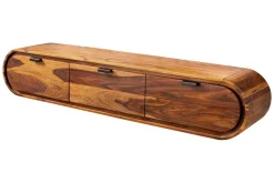 Hängendes TV-Board ORGANIC 160cm braun stone finish Sheeshamholz massiv mit Schubladen