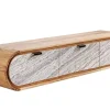 Hängendes TV-Board ORGANIC 160cm natur Akazie schwarz weiß Steinfurnier Schubladen