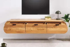 Hängendes TV-Board ORGANIC 160cm natur Akazienholz massiv handmade mit Schubladen