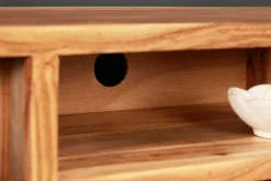 Hängendes TV-Lowboard AMAZONAS 160cm natur Akazie Massivholz Baumkante Metall schwarz