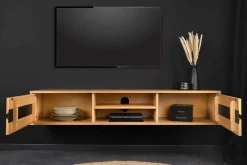Hängendes TV-Lowboard LIVING EDGE 160cm natur schwarz Wildeiche geölt Baumkante