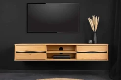 Hängendes TV-Lowboard LIVING EDGE 160cm natur schwarz Wildeiche geölt Baumkante