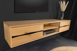 Hängendes TV-Lowboard LIVING EDGE 160cm natur schwarz Wildeiche geölt Baumkante