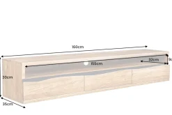 Hängendes TV-Lowboard MAMMUT 160cm braun Akazie honey finish Massivholz Baumkante