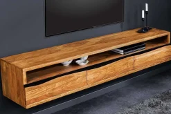 Hängendes TV-Lowboard MAMMUT 160cm braun Akazie honey finish Massivholz Baumkante