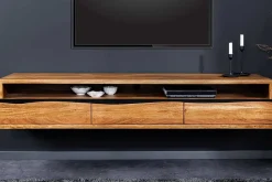 Hängendes TV-Lowboard MAMMUT 160cm braun Akazie honey finish Massivholz Baumkante