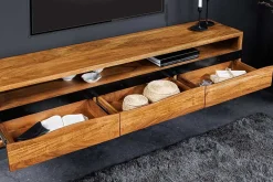 Hängendes TV-Lowboard MAMMUT 160cm braun Akazie honey finish Massivholz Baumkante