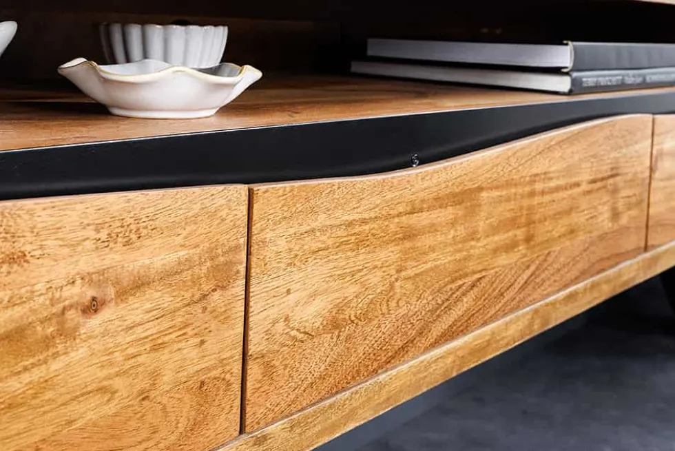 Hängendes TV-Lowboard MAMMUT 160cm braun Akazie honey finish Massivholz Baumkante