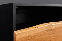 Hängendes TV-Lowboard ORGANIC ARTWORK 140cm anthrazit Akazie Massivholz Baumkante