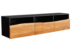 Hängendes TV-Lowboard ORGANIC ARTWORK 140cm anthrazit Akazie Massivholz Baumkante