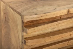Hängendes TV-Lowboard RELIEF 200cm natur Akazienholz massiv mit aufwändiger Front