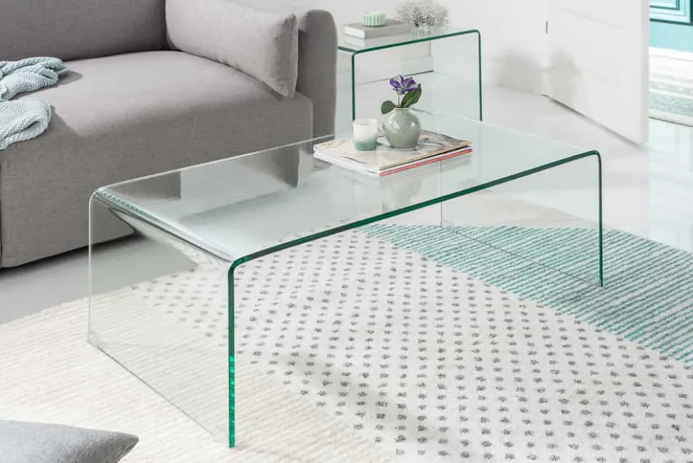 Hochwertiges 2er Set Glas Couchtisch FANTOME 100cm transparent