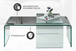 Hochwertiges 2er Set Glas Couchtisch FANTOME 100cm transparent
