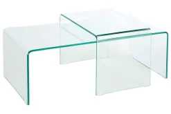 Hochwertiges 2er Set Glas Couchtisch FANTOME 100cm transparent