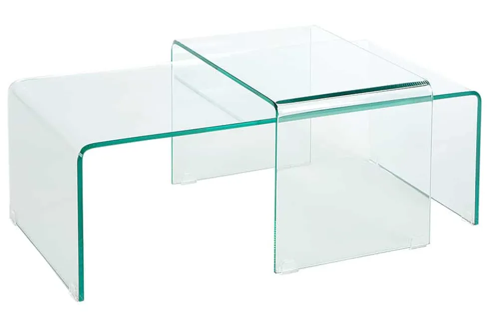 Hochwertiges 2er Set Glas Couchtisch FANTOME 100cm transparent