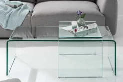 Hochwertiges 2er Set Glas Couchtisch FANTOME 100cm transparent