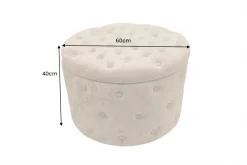 Hocker MODERN BAROCK 60cm champagner greige Bouclé mit Stauraum
