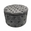 Hocker MODERN BAROCK 60cm grau Bouclé mit Stauraum