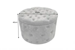 Hocker MODERN BAROCK 60cm grau Bouclé mit Stauraum