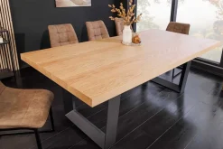 Imposanter Esstisch ZEUS 210cm natur Eiche schwarz mit U-Gestell Metall