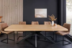 Imposanter Esstisch ZEUS 240cm natur Eichen-Design mit Sterngestell Metall