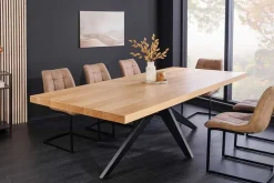 Imposanter Esstisch ZEUS 240cm natur Eichen-Design mit Sterngestell Metall