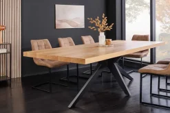 Imposanter Esstisch ZEUS 240cm natur Eichen-Design mit Sterngestell Metall