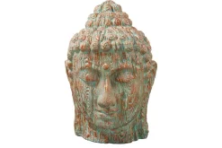 Imposanter XXL Kopf BUDDHA 110cm kupfer grün GRC Beton