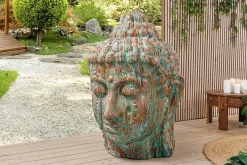 Imposanter XXL Kopf BUDDHA 110cm kupfer grün GRC Beton