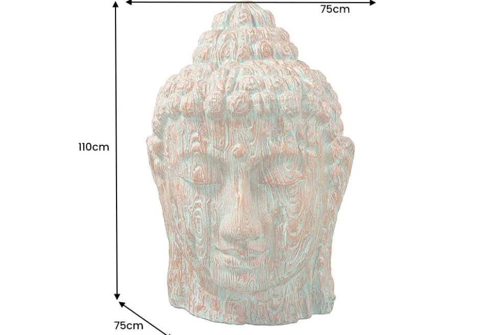 Imposanter XXL Kopf BUDDHA 110cm kupfer grün GRC Beton