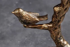 In- und Outdoor Beistelltisch BIRDS 65cm messing antik Blatt-Design wetterfest Vogel-Skulptur