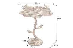 In- und Outdoor Beistelltisch BIRDS 65cm messing antik Blatt-Design wetterfest Vogel-Skulptur