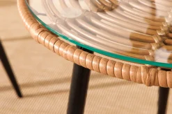 In- und Outdoor Bistro Balkon-Set PARIS braun Polyrattan Sitzgruppe wetterfest mit Tisch