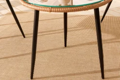 In- und Outdoor Bistro Balkon-Set PARIS braun Polyrattan Sitzgruppe wetterfest mit Tisch