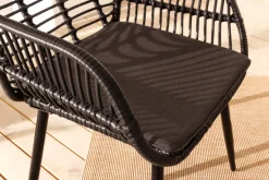 In- und Outdoor Bistro Balkon-Set PARIS schwarz Polyrattan Sitzgruppe inkl. Tisch
