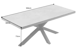 In- und Outdoor Esstisch GALAXIE 160cm hellgrau Keramik anthrazit Aluminium