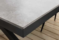 In- und Outdoor Esstisch GALAXIE 160cm hellgrau Keramik anthrazit Aluminium