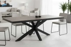 In- und Outdoor Esstisch GALAXIE 160cm hellgrau Keramik anthrazit Aluminium