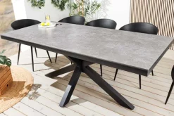 In- und Outdoor Esstisch GALAXIE 160cm hellgrau Keramik anthrazit Aluminium