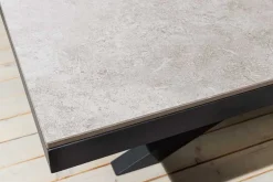 In- und Outdoor Esstisch GALAXIE 160cm hellgrau Keramik anthrazit Aluminium