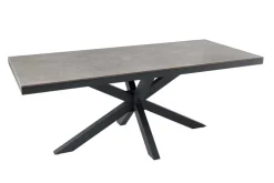 In- und Outdoor Esstisch GALAXIE 160cm hellgrau Keramik anthrazit Aluminium