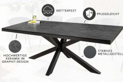 In- und Outdoor Esstisch GALAXIE 180cm anthrazit Keramik Aluminium Gartentisch