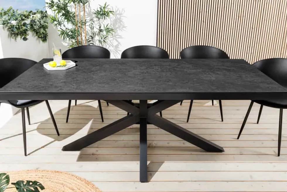 In- und Outdoor Esstisch GALAXIE 180cm anthrazit Keramik Aluminium Gartentisch