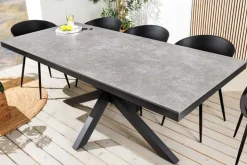In- und Outdoor Esstisch GALAXIE 200cm hellgrau Keramik anthrazit Aluminium