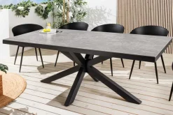 In- und Outdoor Esstisch GALAXIE 200cm hellgrau Keramik anthrazit Aluminium