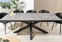 In- und Outdoor Esstisch GALAXIE 200cm hellgrau Keramik anthrazit Aluminium